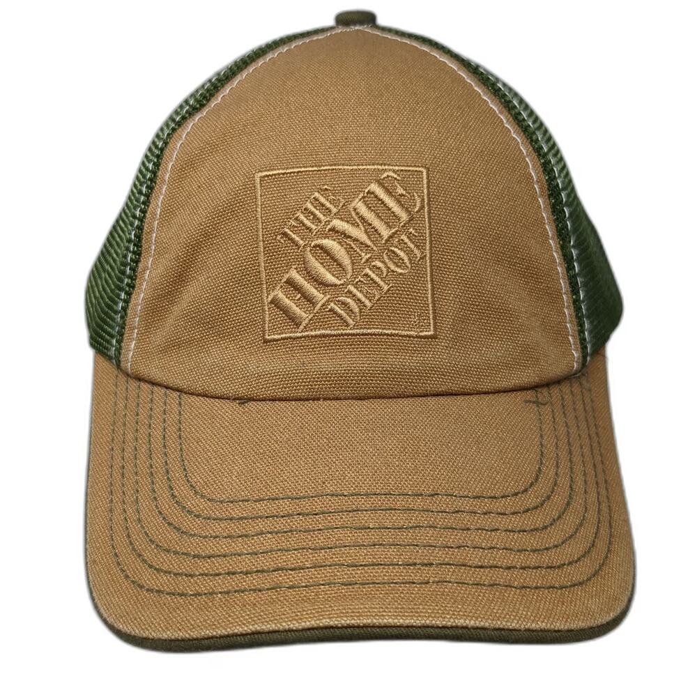 Home Depot Baseball Cap Brown Green One Size Mesh Back Strapback Hat Workwear